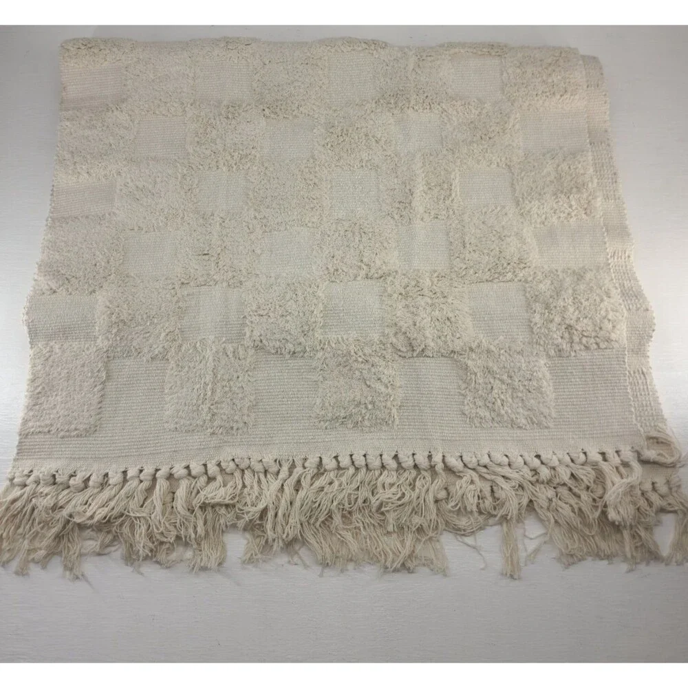 NWOT Boho Tassel Rug Large Cream 95 In x 32 In‎ Area Rug Bathroom Bedroom Entry